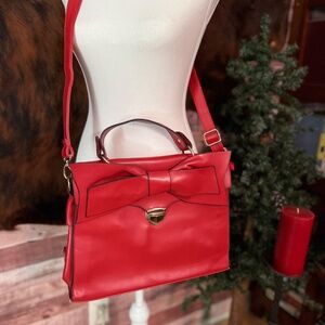 Axixi Red Faux Leather Purse w/ Bow Detail FABULOUS